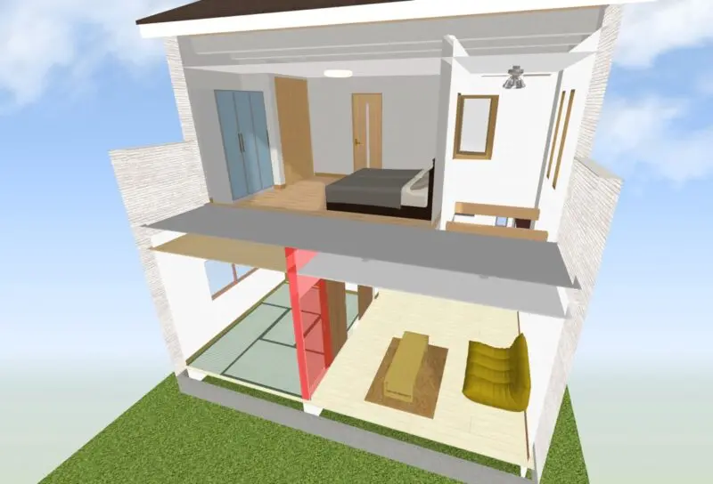 050_バルコニーの下の壁のパース2