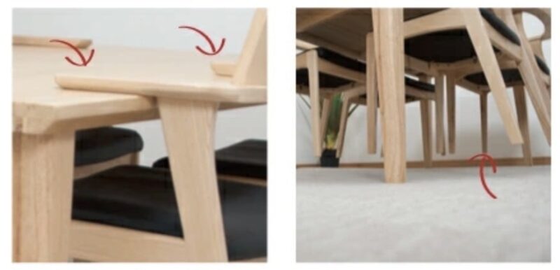 足が浮くダイニングテーブル